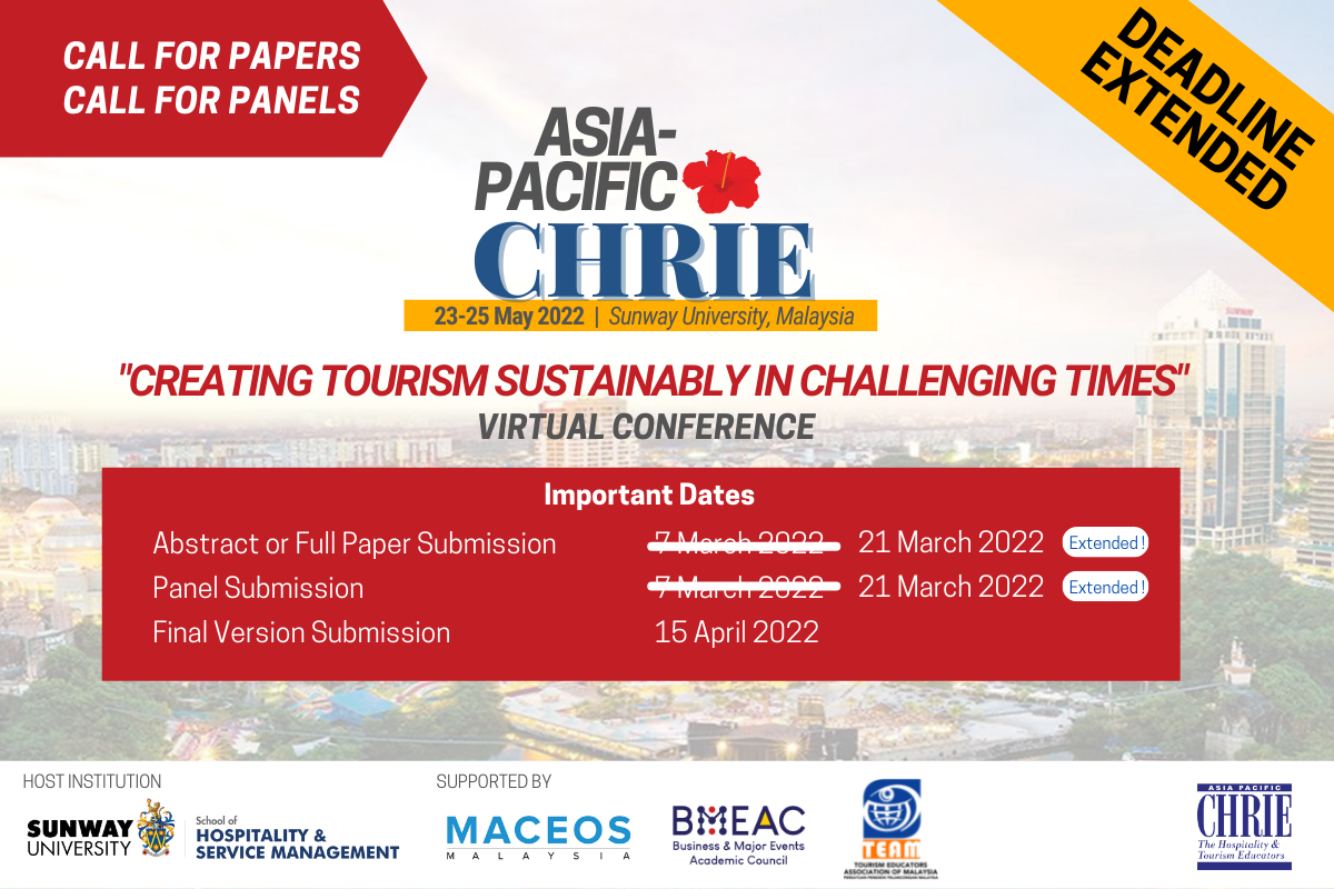Extension of Deadline for Call for Papers for APacCHRIE Conference 2022